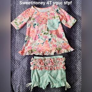 SweetHoney Pink and Mint Floral Kids Matching Set